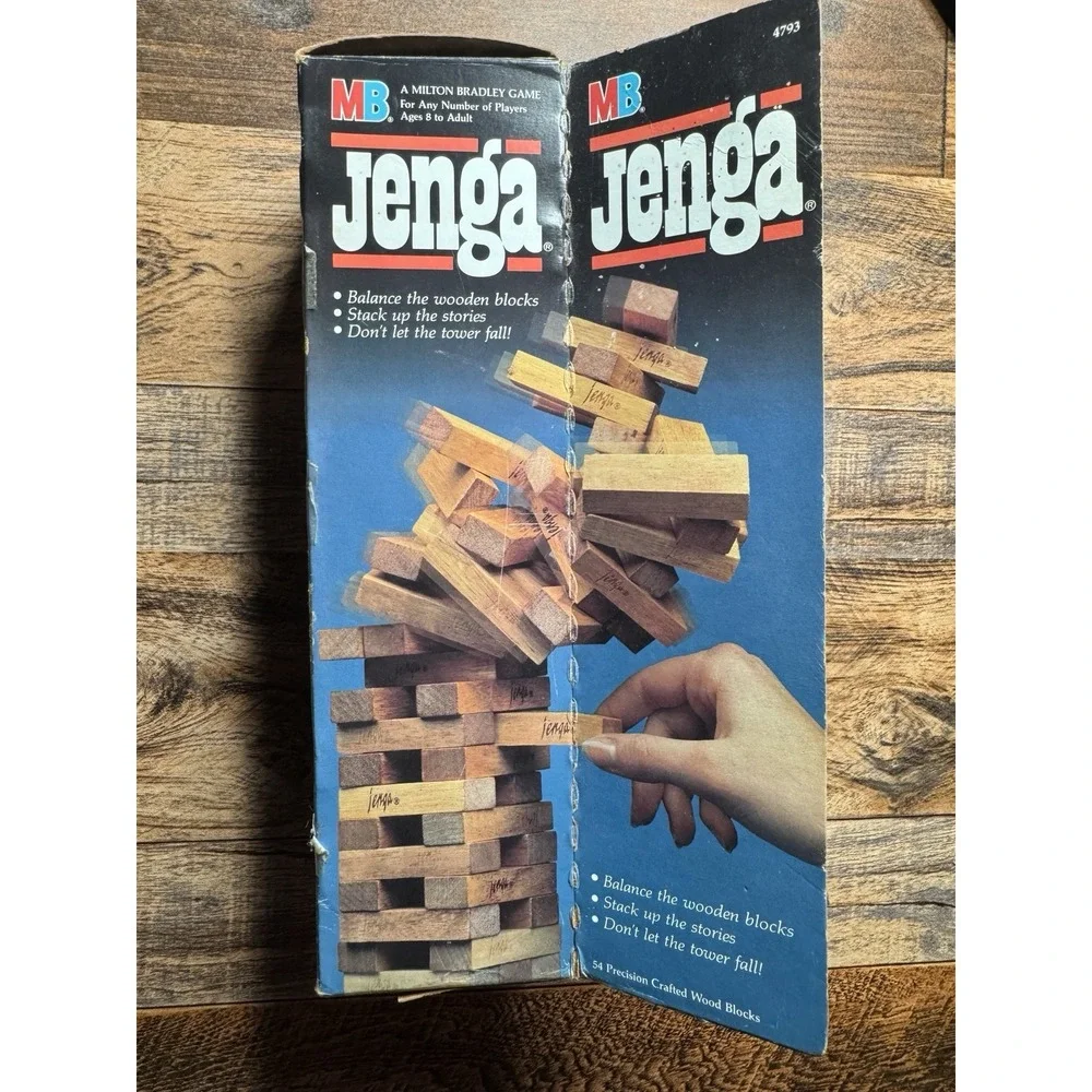 Vintage JENGA Classic Game 1986 Complete in Box 4793 Milton Bradley Wooden Block